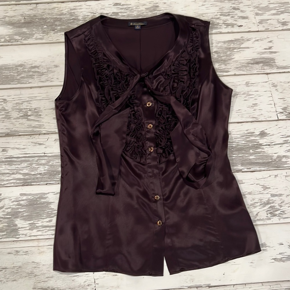 Brooks Brothers Women’s Size 6 Sleeveless Blouse Silk Top Plum Color